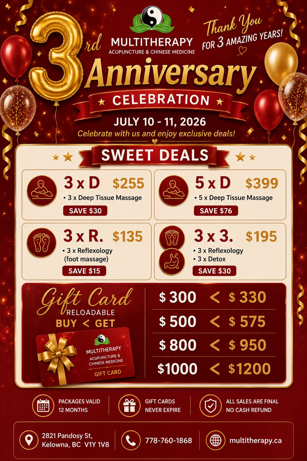 3rd Anniversary Celebration - Exclusive Offers for July 10-11!