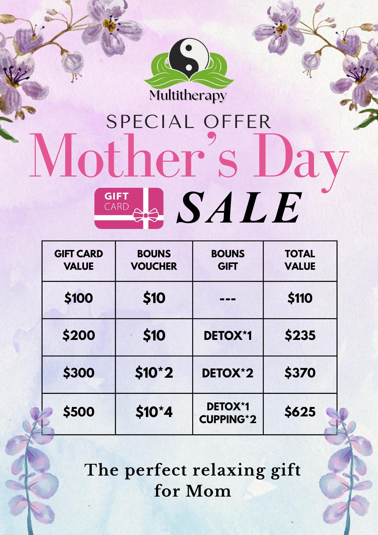 Mother's Day Gift Cards - $100 to $500 with bonus value
